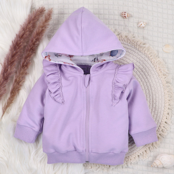 ABN-5488 Underwater World Nini Sweatshirt – Bio-Baumwolle, lila, Reißverschluss, Kapuze