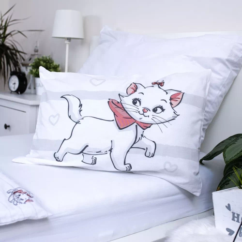Marie Cat Bow Baumwollbettwäsche für ein Bett von Jerry Fabrics, grau