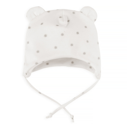 Hallo Pinocchio gebundene Babymütze – ecrufarbene Sonnenblumen