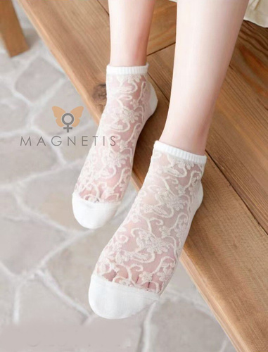 Stopki CC-251112 – Damen Füßlinge mit Netz und Baumwolle ecru