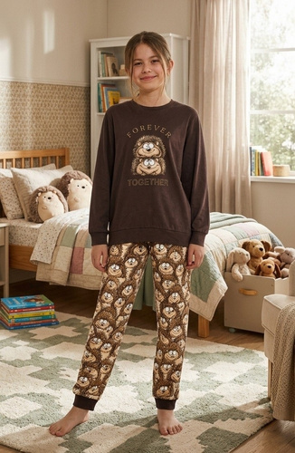 Mädchenpyjama Cornette Snack 594/200, 592/200 – lang, mit Eichhörnchen