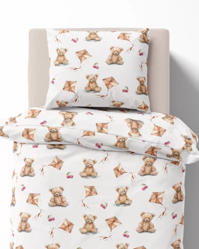 5453 A Teddybär Kinder-Baumwollbettwäsche Detexpol beige