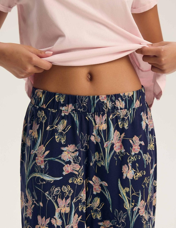 Henderson Galla 45445 Damen-Pyjama 100% Baumwolle Lange Hose lila-altrosa