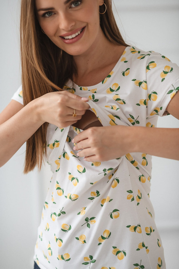 Milk Shirt Still- und Umstandsbluse mit kurzen Ärmeln Milk&Love mit Zitronen – bequem und stylisch