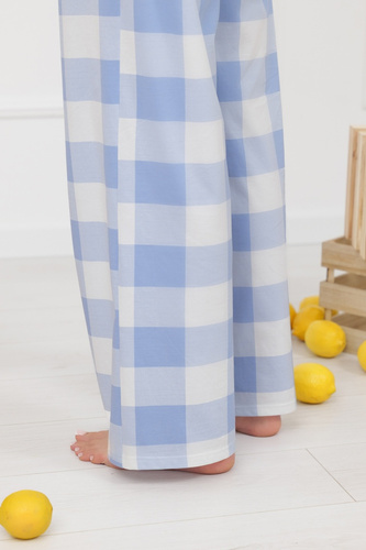 Damenhose Mika Italian Fashion 100% Baumwolle weites Bein kariert