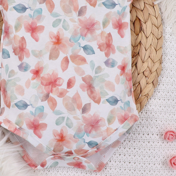 ABN-5417 Bunte Blumen Kurzarm-Body aus Bio-Baumwolle mit Nini-Print