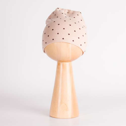 Nicol 226054 Baby-Mütze 100% Baumwolle Beige mit Herzchen