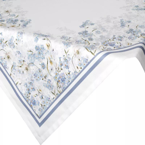 Tischdecke Summer 18 Eurofirany naturfarben mit Vergissmeinnicht 100% Polyester