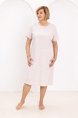 Nachtkleid 169 Regina – Baumwolle, Blumenmuster, Halbkragen | Eleganz und Komfort