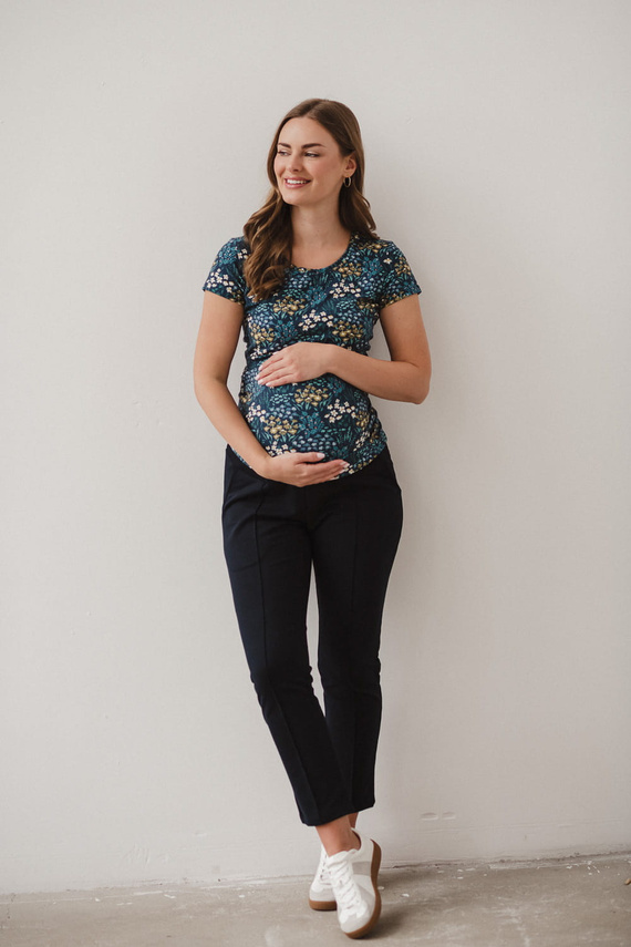 Milk Shirt Still- und Umstandsbluse mit kurzen Ärmeln Milk&Love Wiese auf Marineblau