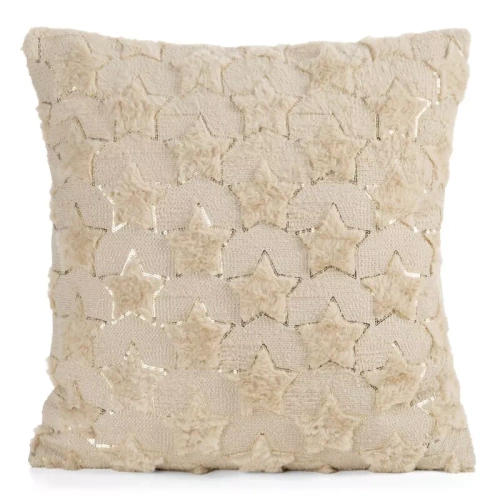 CHP308 Eurofirany Weihnachtskissenbezug 45x45 mit 3D-Pailletten Sternen beige