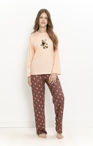 Mädchen-Pyjama Taro 3678 Lumi Morellafarben 100% Baumwolle Langarm