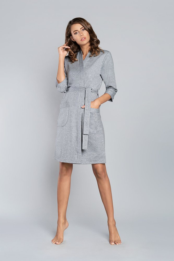 Kalia Damen 3/4 Ärmel Bademantel Italian Fashion- rosa