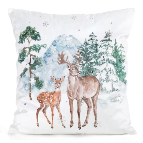 CHP350 Eurofirany Weihnachtskissenbezug 45x45 Samt mit Druck und Paspelierung
