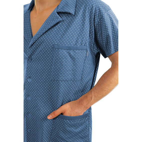 Sesto Senso Herren-Pyjama mit Reißverschluss und kurzen Ärmeln – Ankerjeans