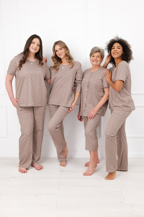Damen-Pyjama Italian Fashion Madura aus Baumwolle, Kurzarm, Lange Hose