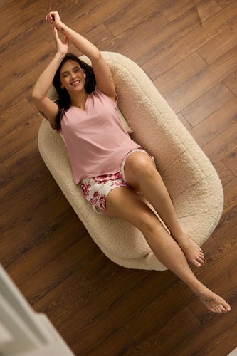 Damen-Pyjama Mefemi by Nipplex Elara PC71 aus Baumwolle, sommerlich, Shorts, rosa