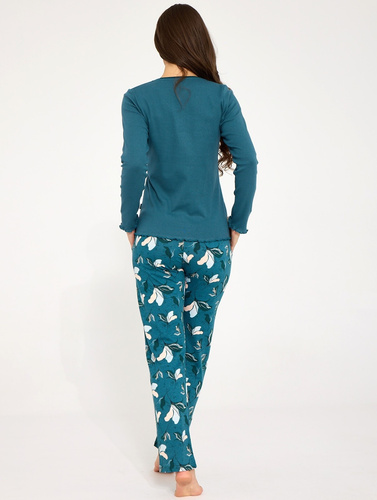 Cornette 1110/511 Sara Damen-Pyjama 100% Baumwolle Grün mit Blumenmuster