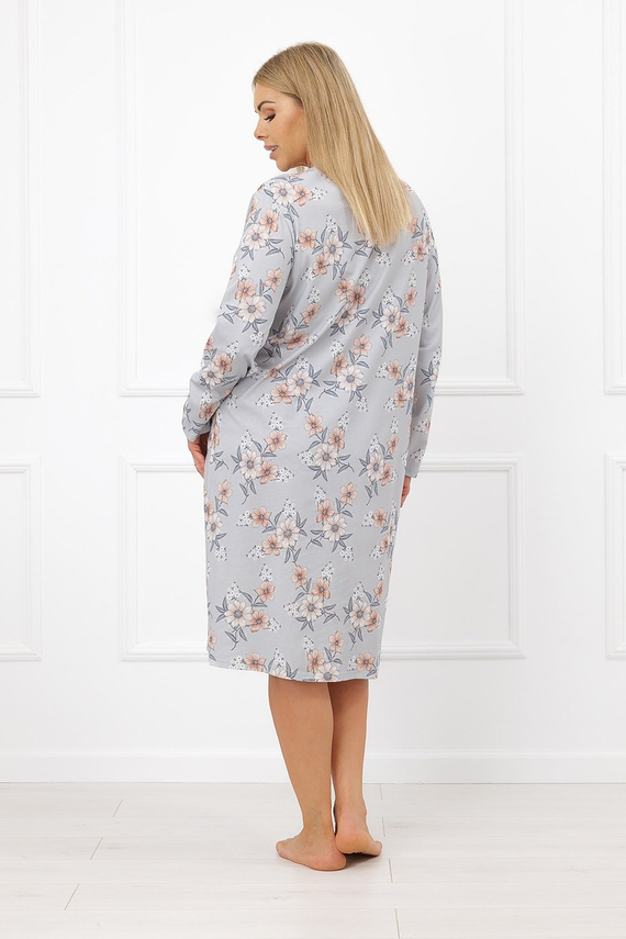 Damen Nachthemd Italian Fashion Basma 100% Baumwolle Blumen Lang