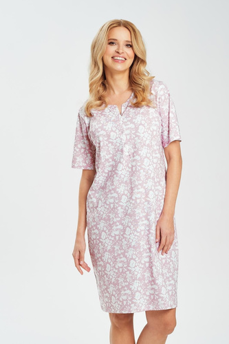Damen-Nachthemd Adria 3541 Taro – rosa, Baumwolle, Blumenmuster