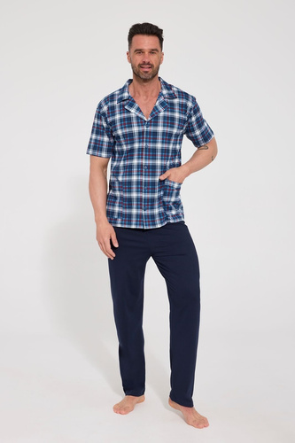 Herren-Pyjama Cornette 318/62 aus Baumwolle, zum Knöpfen, kurzärmelig