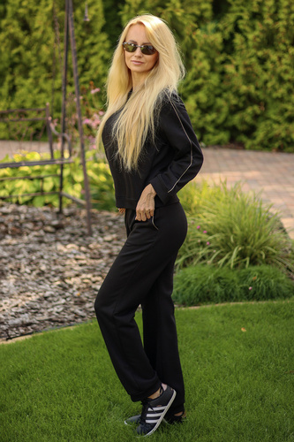 Maio Mirale Damen-Trainingsanzug, Baumwolle 95 % Baumwolle 5 % Elasthan, polnische Produktion – elegantes Sportset – Schwarz