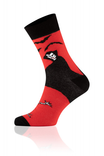 S146D Dracula Lange Socken Italienische Mode - schwarz/rot/weiß