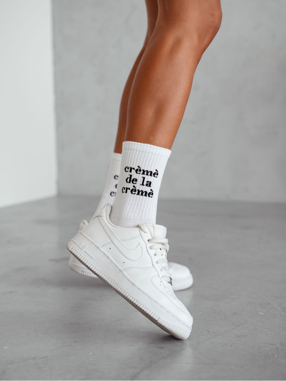 0200-164 Creme De La Creme Milena Damensocken – weiße 1-schwarze Aufschrift