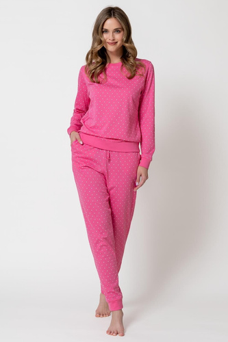 Leveza 1799 Zenobia Damen-Pyjama 100% Baumwolle Rosa Langarm