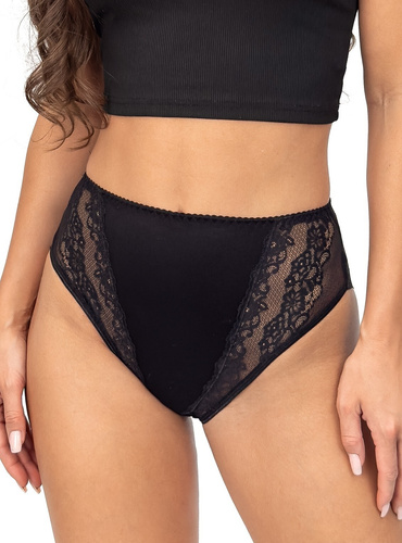 Höschen 228 Donna schwarz – klassisches Damenhöschen mit hoher Taille und Spitze