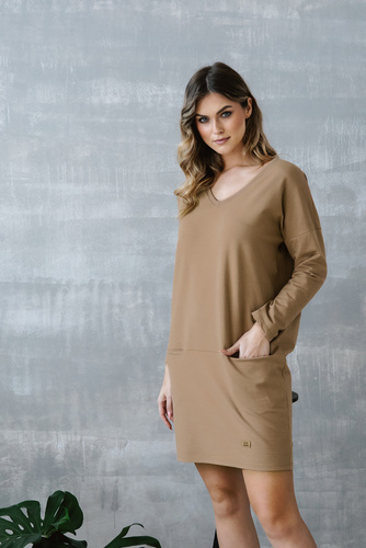 Karina Damen Langarm Tunika Italian Fashion - camel
