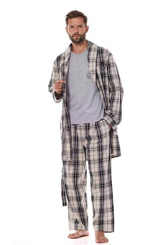 2473 Ben Herren-Flanellpyjama L&L – grau