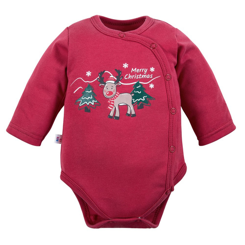 Hallo Rentier! Eevi Langarm-Body – Burgunderrot