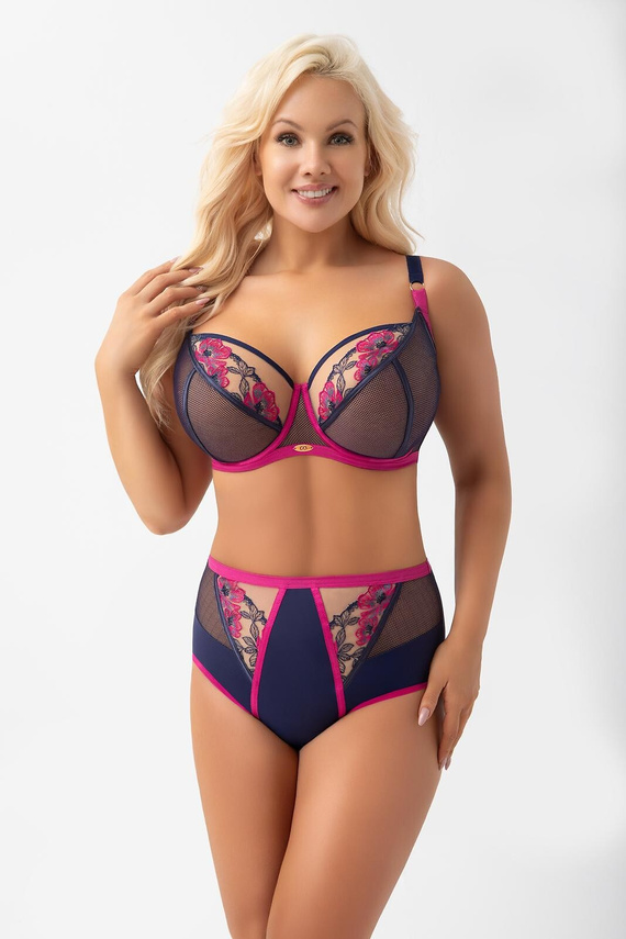 Gorsenia F022 Savina Damen-Slip aus Tüll mit Stickerei, glatter Rücken