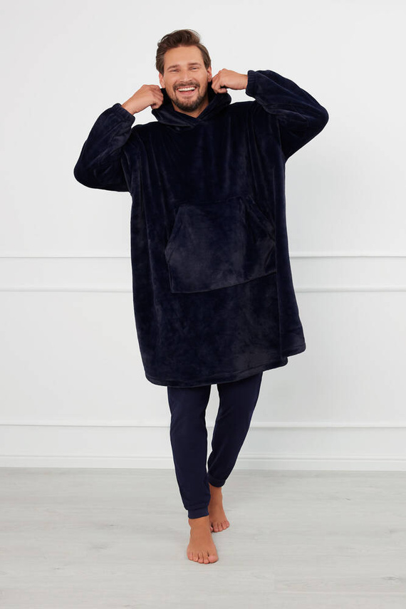 Forio Deckenbluse mit Kapuze unisex Italienische Mode - navy blau