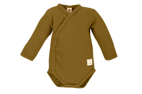 03249GB „Natural Waffel“ Baby-Body mit langen Ärmeln Makoma goldbraun