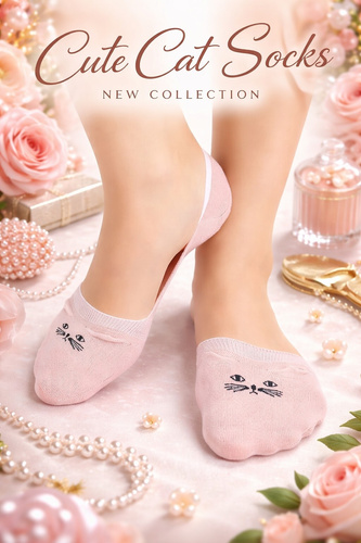 Ballerina Socken ST115 Damen Baumwolle Katze 3D Ohren rutschfest
