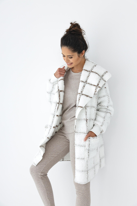 Sensis Delphine Cardigan – weiß-kariert