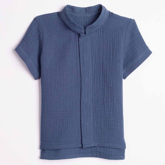 Jungenhemd Nicol 224353 Musselin 100% Baumwolle kurzarm - marineblau