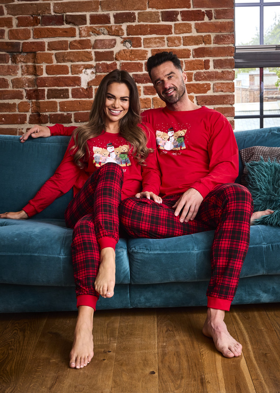 115/289 Winter Cornette Herrenpyjama – Weihnachten, rot, Baumwolle, lange Ärmel