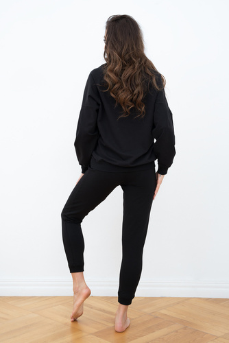 Parma Damen Langarmset, Hose Italienische Mode - schwarz