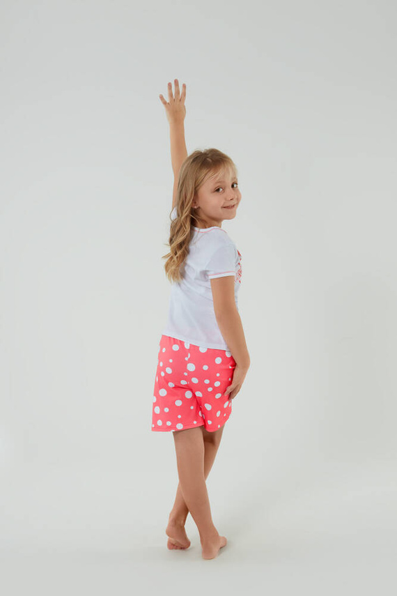 Raba Mädchen-Schlafanzug Italian Fashion - weiß/himbeerfarbener Druck 