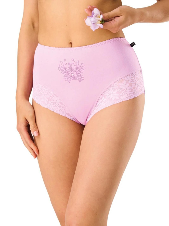 Damen Slips LPF 585 rosa-lila Maxi-Bikini mit Spitze, Baumwolle 95%, Elastan