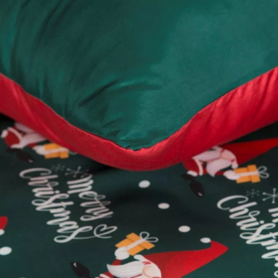 Galdor Weihnachtsbettwäsche aus Mikrofaser Eurocurtains grün-rote Zwerge – weich, leicht und pflegeleicht, mit Reißverschluss