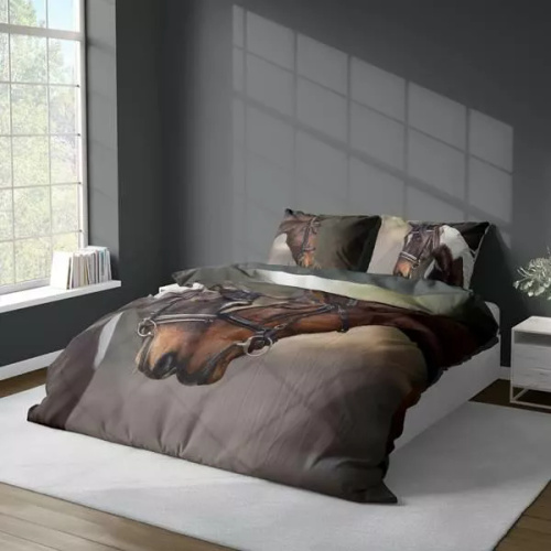 4990 Eine 3D-Mikrofaserbettwäsche mit Pferdemotiv – Detexpol