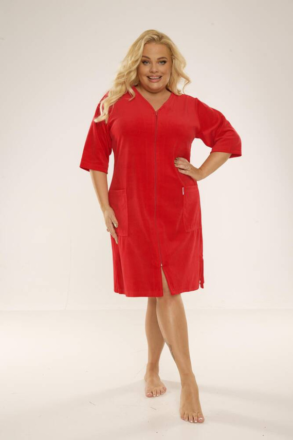 431 Velour Forex Damen Morgenmantel - rot