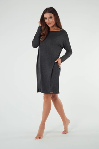 Akord Damen Langarm Tunika Italienische Mode - dunkel melange 