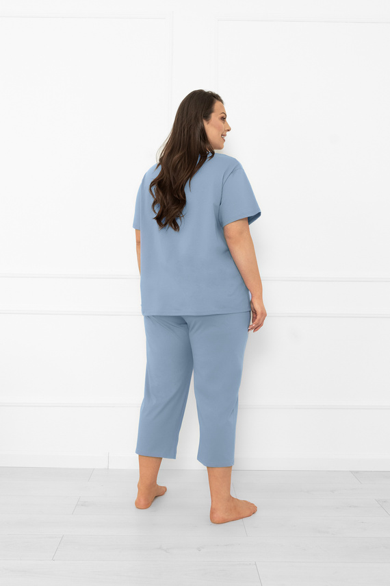 Damen Schlafanzug Ksara - kurzarm, Hose 3/4, Baumwolle Italian Fashion - steel 