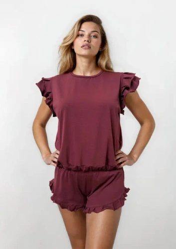 Damen Pyjama Dkaren Lulu 2 Baumwolle Set Shorts bequem