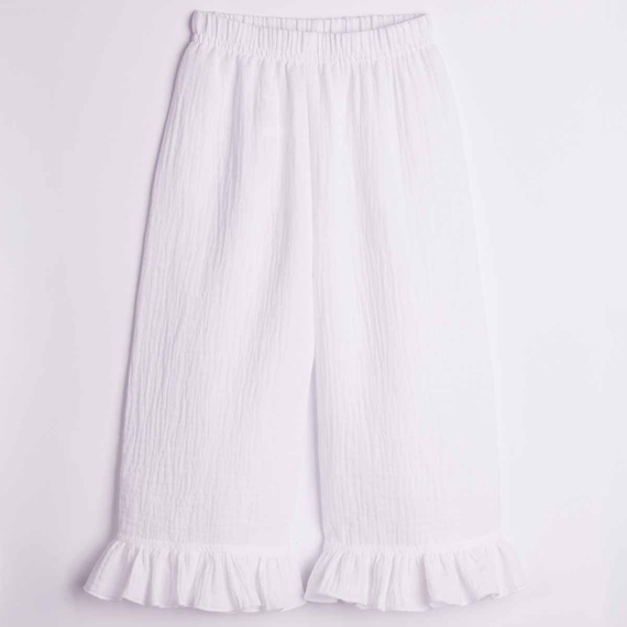 Mädchenhose Nicol 224330 Musselin 100% Baumwolle weit geschnitten, sommerlich - weiß